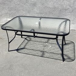 (New in box) $80 Rectangular Metal Patio Table 59x36x28” Tempered Glass with Umbrella Hole 