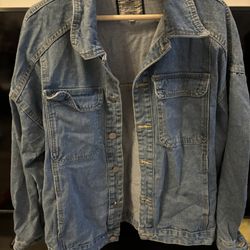 denim jacket medium unisex, 75%cotton, Simple Basic Jean Jacket, Size M