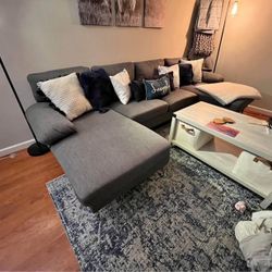Grey 112" U Shape Modern starter couch