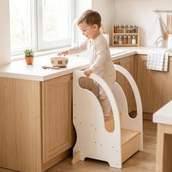 Wooden Toddler Step Stool with Safety Handles