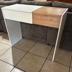 White Study Desk With Drawer & Pop Up Mirror
