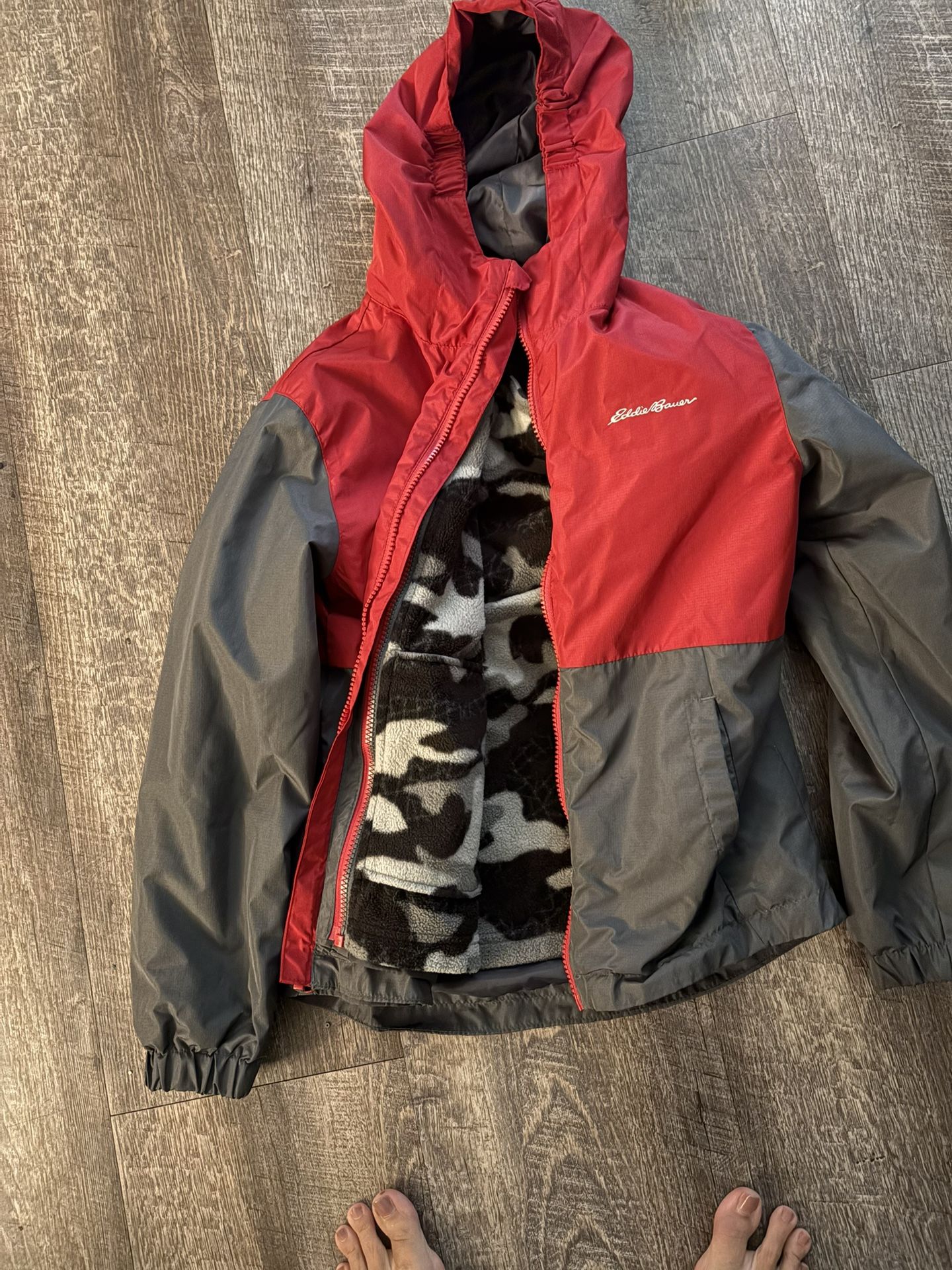 Eddie Bauer Boys 10/12 Raincoat With Removable Lining