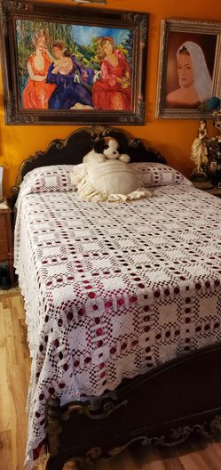 Sobrecama Antigua 1940'S  Hecha a Mano ( Crochet  )