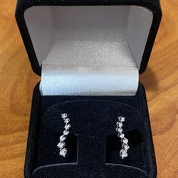 Beautiful 10k White Gold Ladies Diamond Earrings Approx 1/5 Tcw