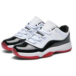 Air Jordan 11 Low “Bred Concord” – Black White Red Patent Leather Retro Sneakers 