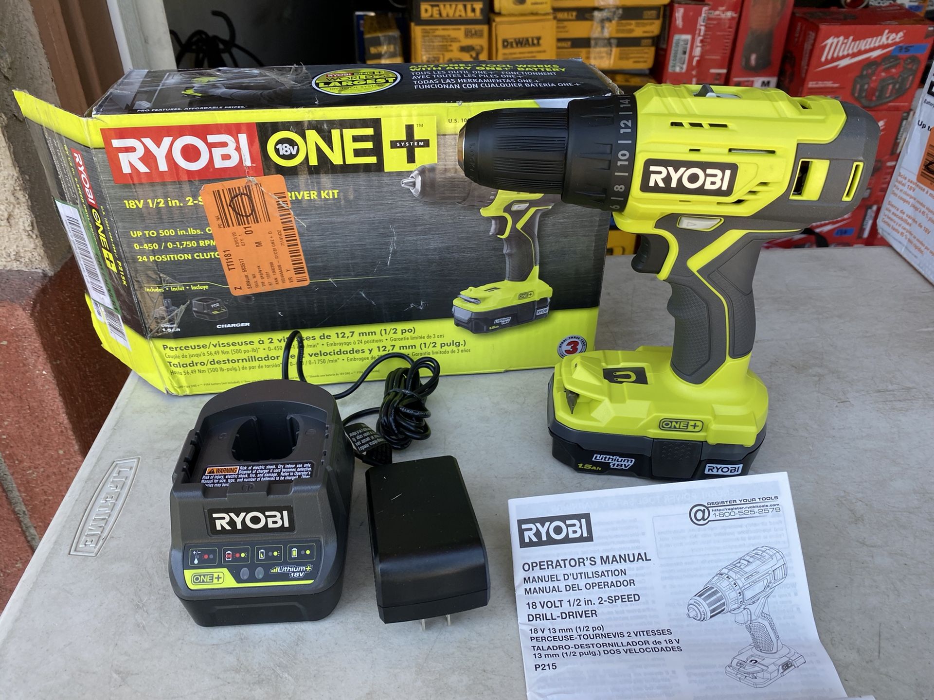 Ryobi 18v 1/2” 2 Speed Drill Driver Kit