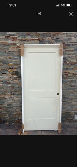 36 in. x 80 in. 2 Panel Monroe Primed Left-Hand Smooth Solid Core Molded Composite MDF Single Prehung Interior Door