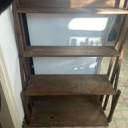 Rustic Wood Ladder Bookshelf Primitive Oak 