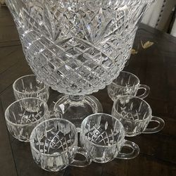 Crystal punch bowl set