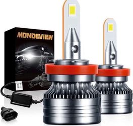MONDEVIEW H11 LED Headlight Bulbs H8 H9 60W 16000LM H11 6000K Fog Light 24 LED Chips 9V-36V Kits All in One Conversion 400% Extreme Brightness