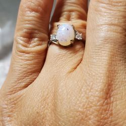 Opal Ring 925 Sterling Silver Size 7