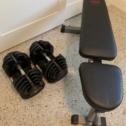 BowFlex Adjustable Dumbbells Weight Set, 10-90 lbs and Bench