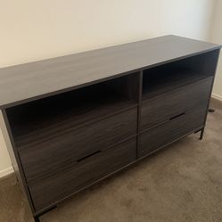 GRAY 4 DRAWER DRESSER WITH SHELF