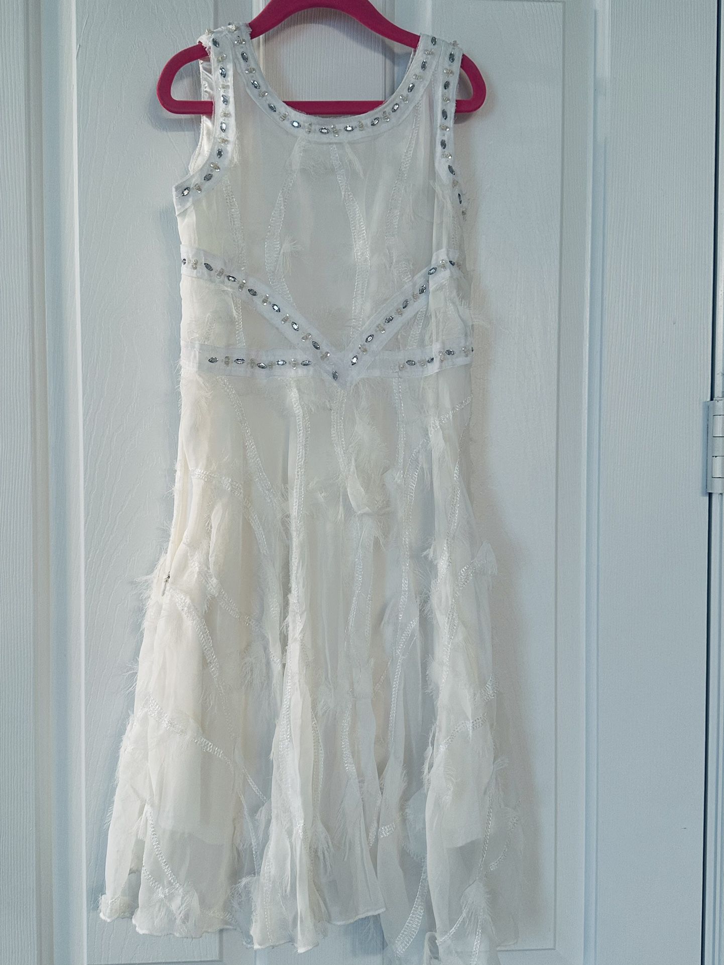Flower Girl Dress Off White, Light Weight Size 7/8 Years