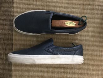 Vans navy leather slip on M 9.5 MSRP $60