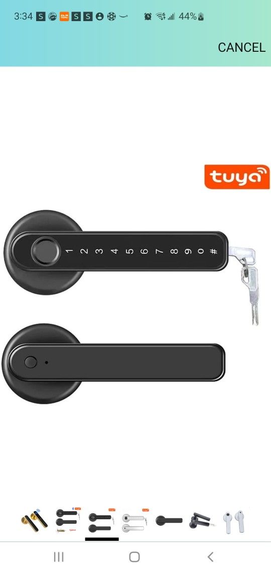 T2 Tuya App Mobile Smart Lock Control Intelligent Biometric Identification Fingerprint Password Single Lock Wooden Door(Black Tuya)