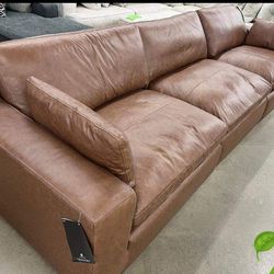 Leather Emilio Caramel Sectionals Sofas Couchs Finance and Delivery Available 