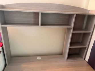 Grey Desk - right L shape desk and shelving
