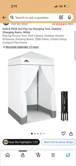 Eagle Peak 4x4 Pop Up Changing Tent White