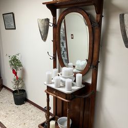 Antique Coat rack with Mirror
