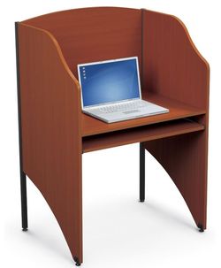 Balt Standard Floor Carrel Private Workstation, Starter Unit, Cherry