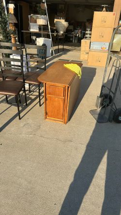 Foldable Wooden Table With Cabinet Compartments