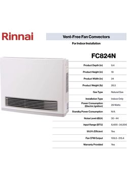 Rinnai FC824 Propane Ventless Heater for Sale in Seattle, WA - OfferUp