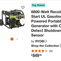 Ryobi 6800watt Generator (Brand New Never Started)