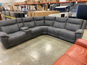 ZAKARY FAB PWR SECTIONAL in Grey Microsuede