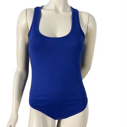Women's FOREVER 21 Blue Sleeveless Knit Racer Back Bodysuit Top Size M 