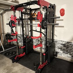 Smith Machine 200 | Adjustable Bench | 245lb Cast Iron Olympic Weights | 7ft Olympic Bar | Fitness | Gym Equipment | FREE DELIVERY/INSTALLATION 🚚 🛠️