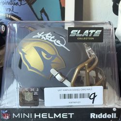 Arizona Cardinals Kurt Warner signed mini helmet with Beckett COA