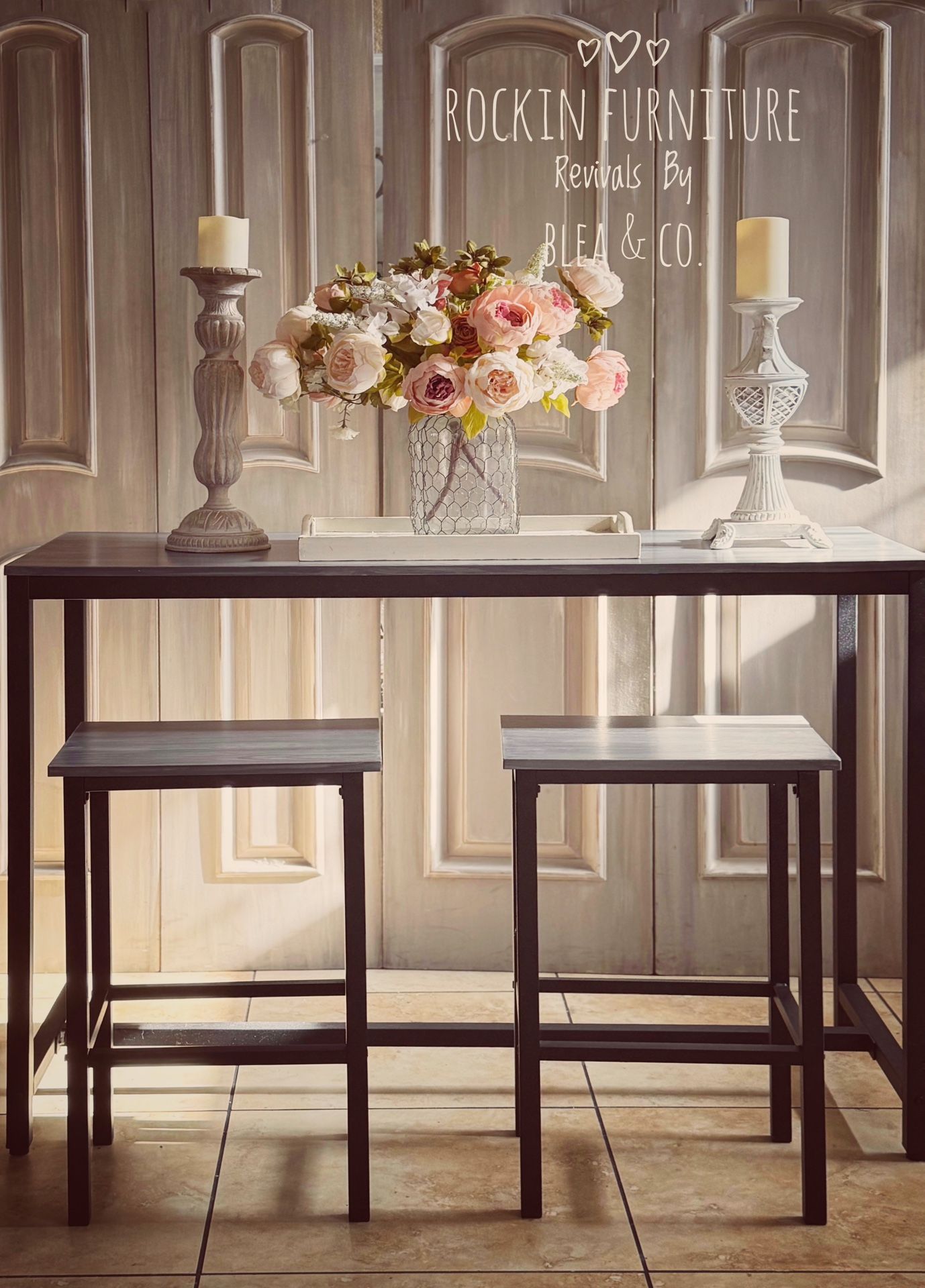 Counter Height Table And 2 Chair Stools