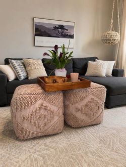 Livabliss by Surya Yolanda Poufs in Rose Pink SET of TWO