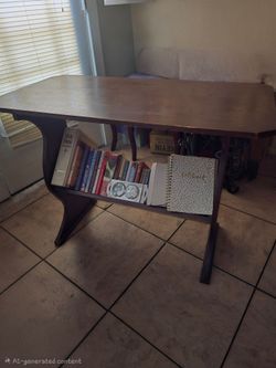 Vintage Lyre Wood Base Book Table