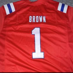 Custom AJ brown Red patriots jersey XXL