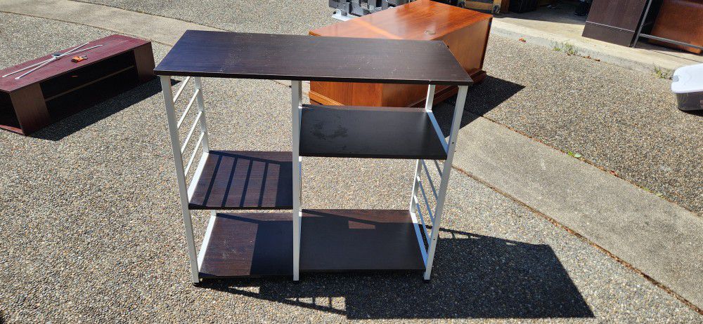Multi-Purpose Storage Utility Baker's Rack Table - 4 Tier Shelving - Vintage Rustic
