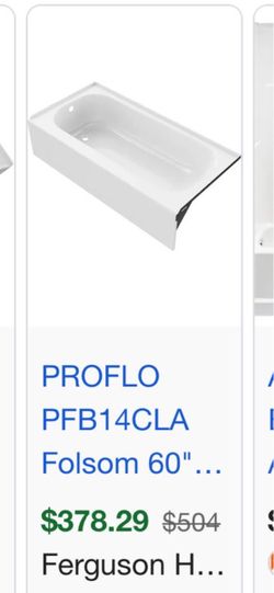 PROFLO PFB14CLA Folsom 60"x 30" Alcove Steel Soaking Tub