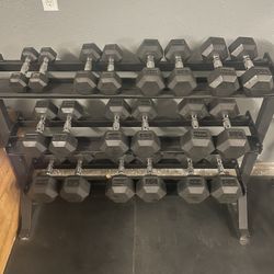 Rogue Rubber Hex Dumbbell Set (5-50lbs)