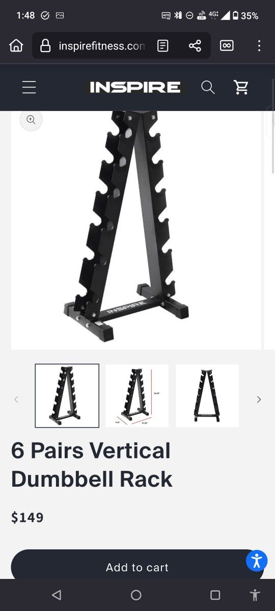 Open Box Inspire Fitness 6 Pair Vertical Dumbbell Rack--