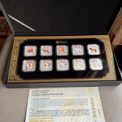 2014 Set Of 10 1oz Year Of The Horse Perth Mint Colorized Silver Coin 