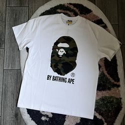 Bape brown/green camo face white tee