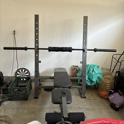 Weight Bench W Olympic Bar 