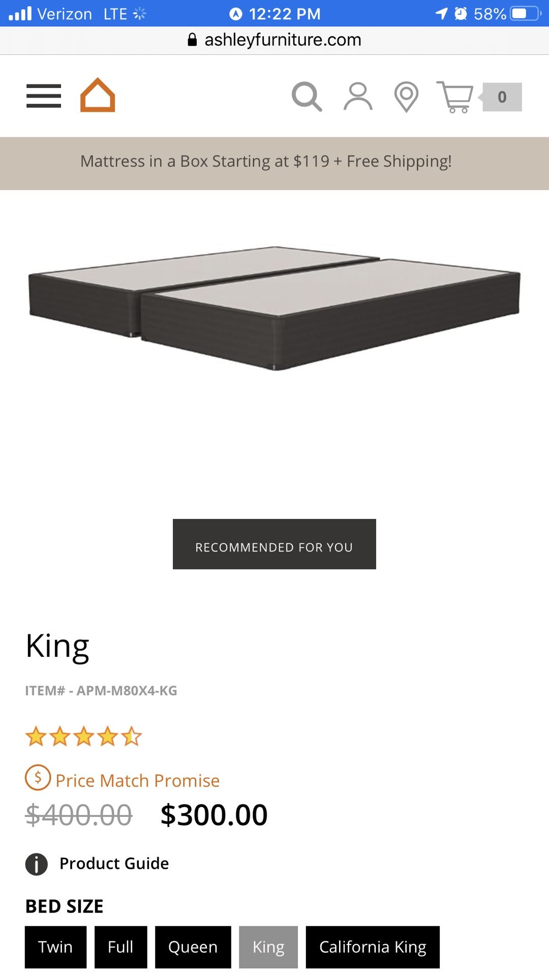 King Bed Frame and Box Springs