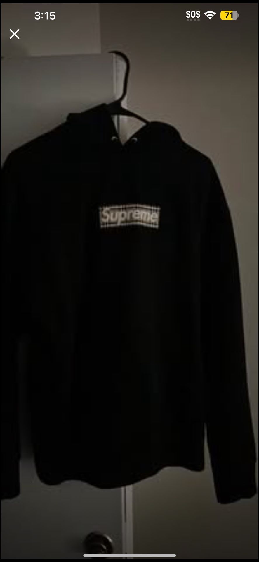 Supreme Burberry Hoodie Size L