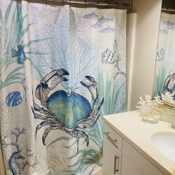 Beautiful Blue Crab Shower Curtain