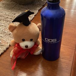 Graduation Bear And Metal Drink Cup