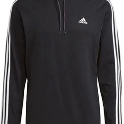 Adidas Mens Lightweight Pullover Hoodie Black Large NEW NWT