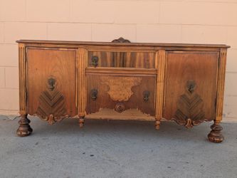 Antique Wood Sideboard Buffet Cabinet