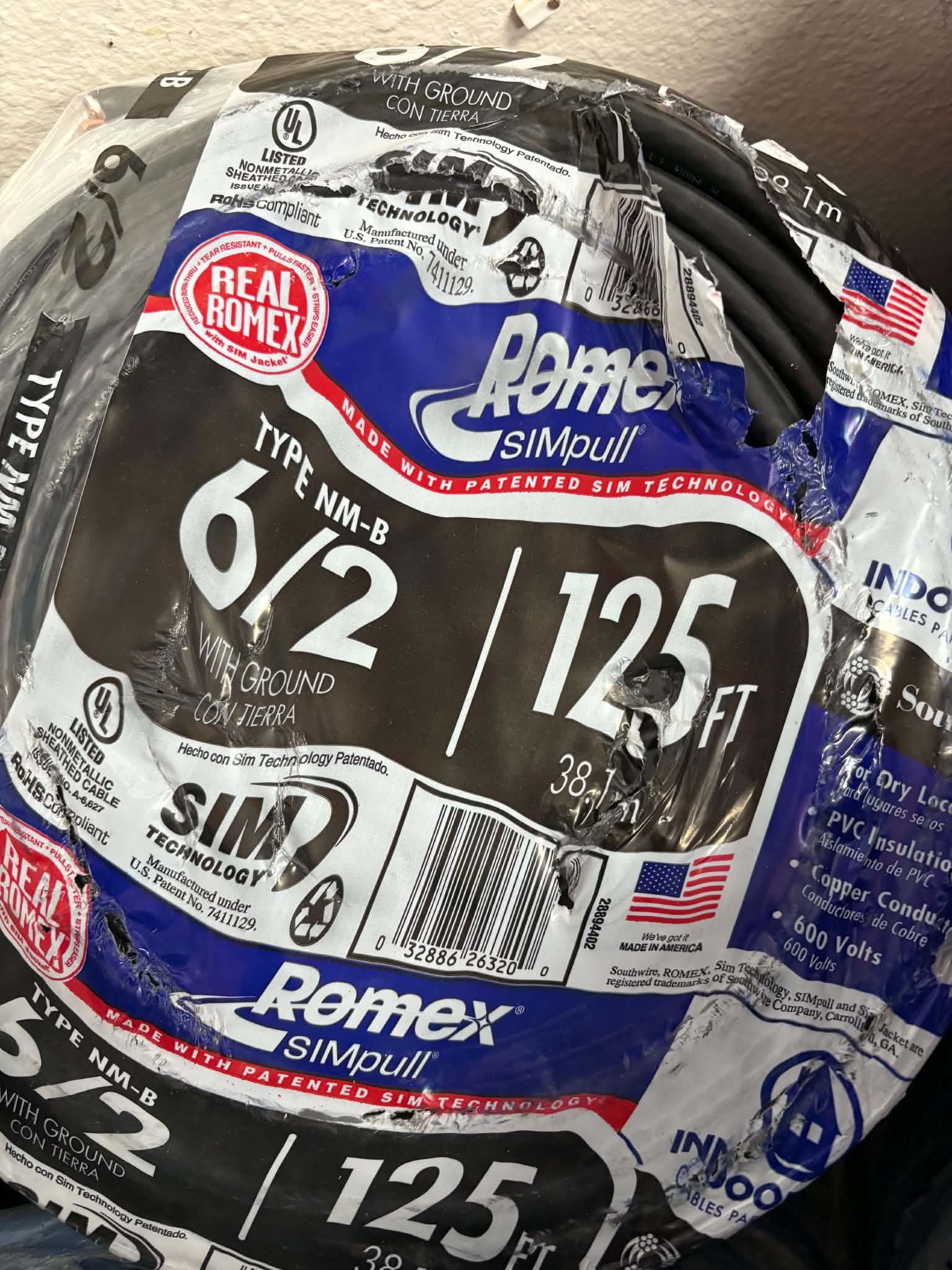 New romex wire 6/2